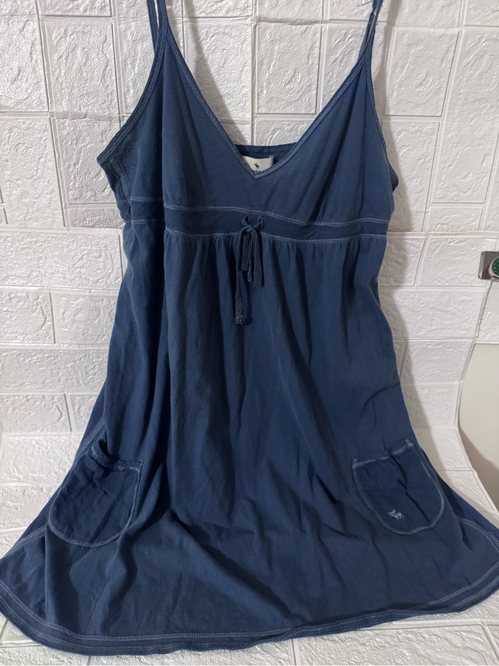 Abercrombie & Fitch Women’s L Blue Knit Cotton V-Neck Babydoll Chemise